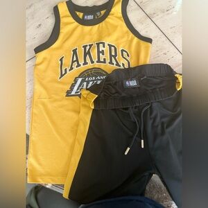 NBA Lakers Gold Jersey and Black Shorts